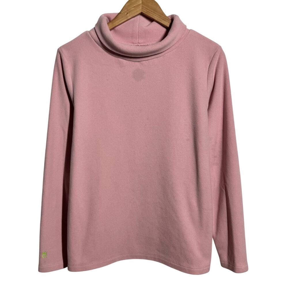 Dudley Stephens Vello Fleece Turtleneck Sweater Women L Pink Spring Minimal Prep